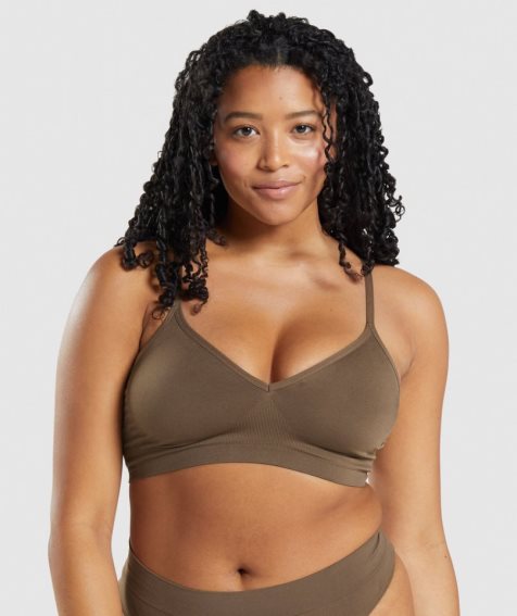 Bielizny Gymshark Seamless Low Neck Bralette Damskie Brązowe | PL 604AGW